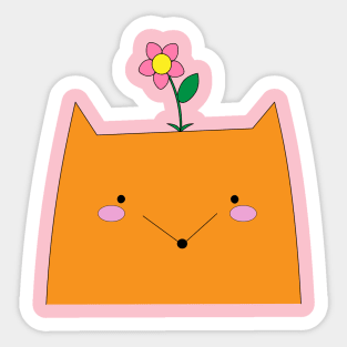 A fox cub with a flower on its head Sticker